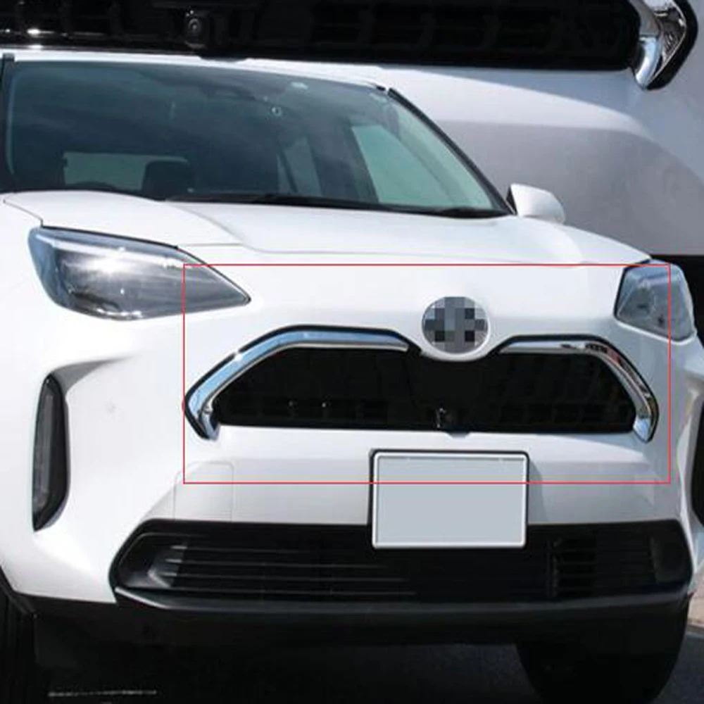 For Toyota Yaris Cross 2020 2021 2022 ABS Black Glossy Car Grille Trim Strip Front Bumper Racing Grills Cover Trim Accessories