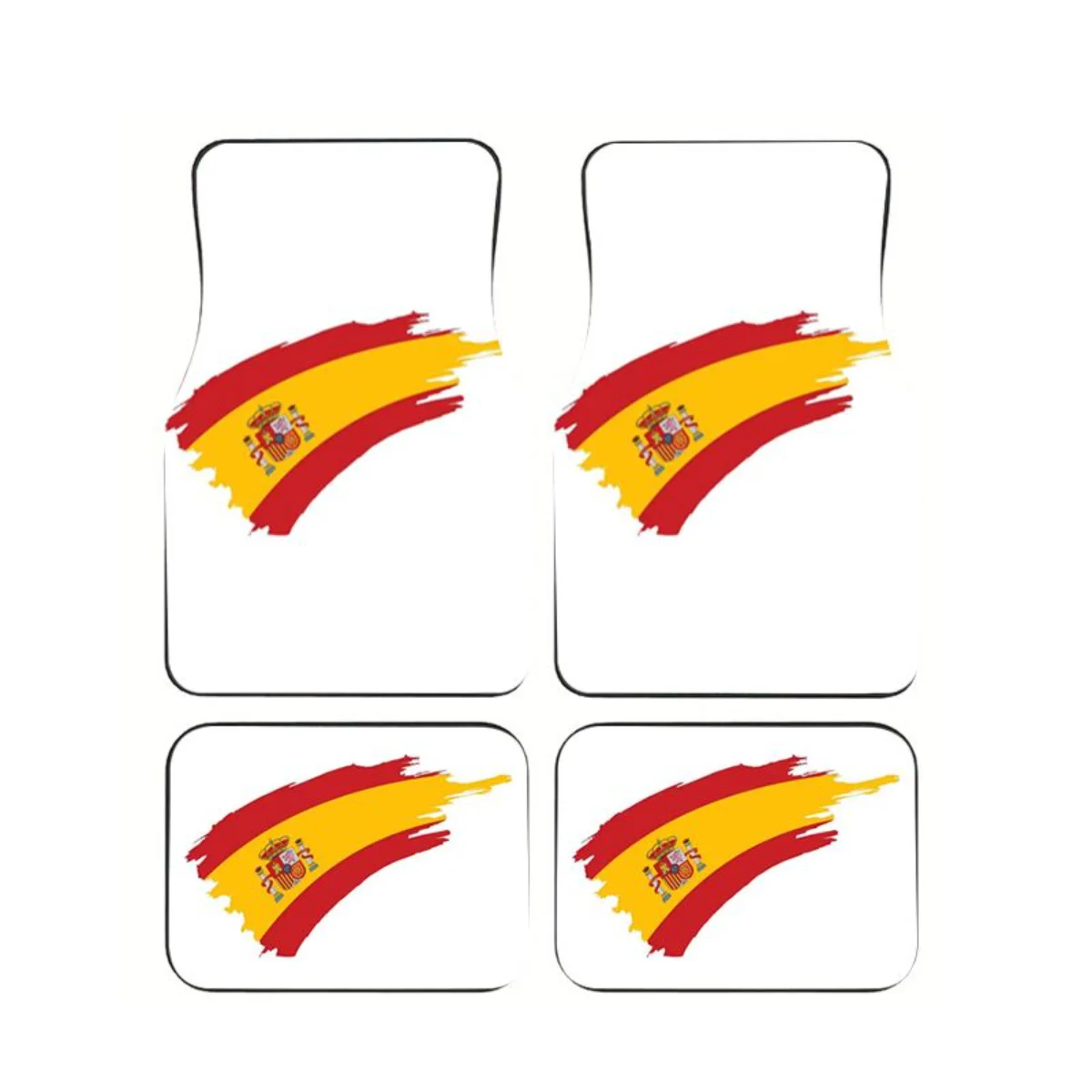 

Spain Flag Brush Stroke Car Floor Mats 4Pcs Set Universal Fit Waterproof Durable Auto Foot Pads For Most Vehicles Men Women Gift