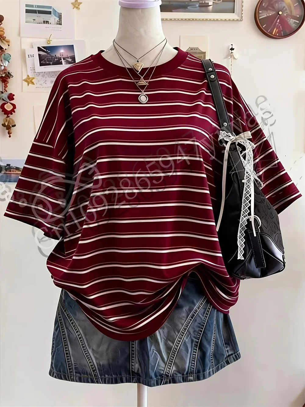 European American Striped Women'S Fully Digital Printed O-Neck Short Sleeved T-Shirt Street Wear Y2k Top Summer Women'S T-Shirt