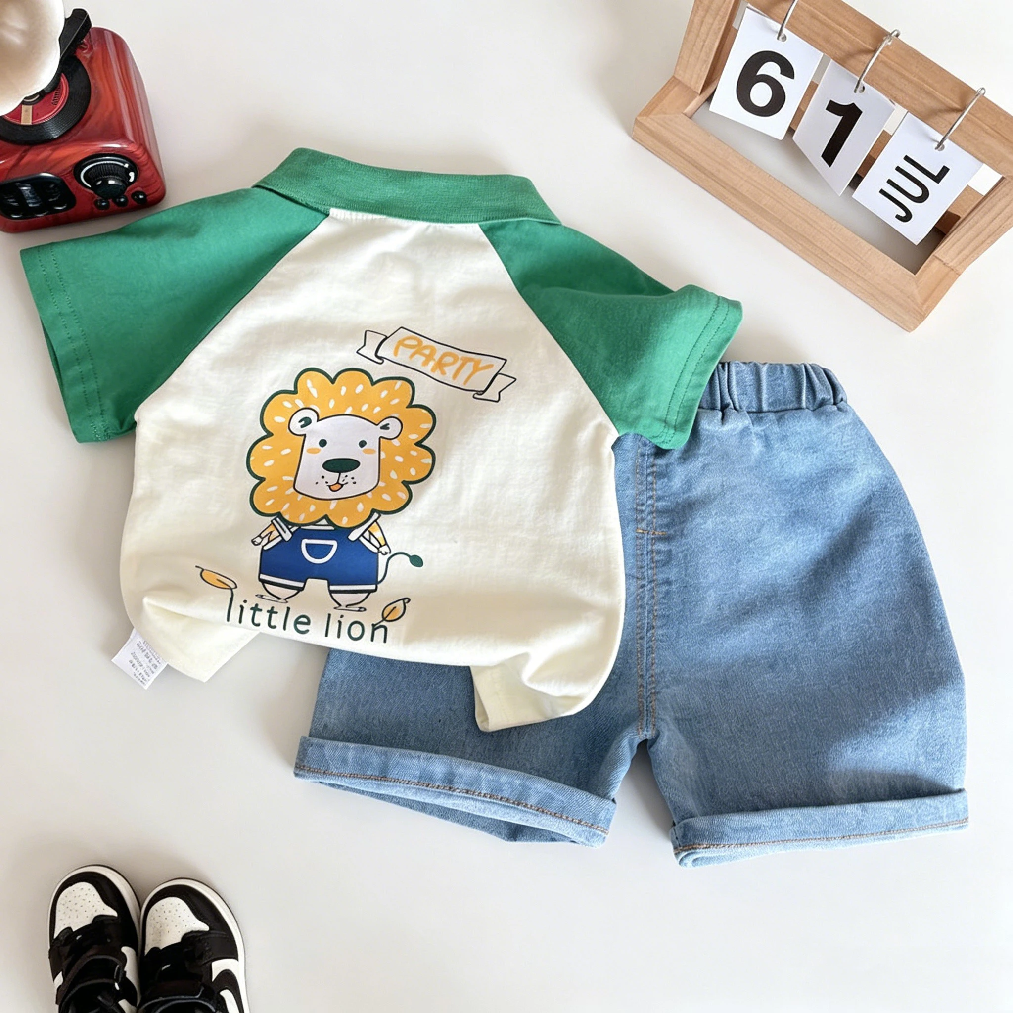 IENENS Summer Baby Clothes Cartoon Lion T-shirt + Jeans Casual Suits Kids Boy's Outfits Toddler Clothing Sets