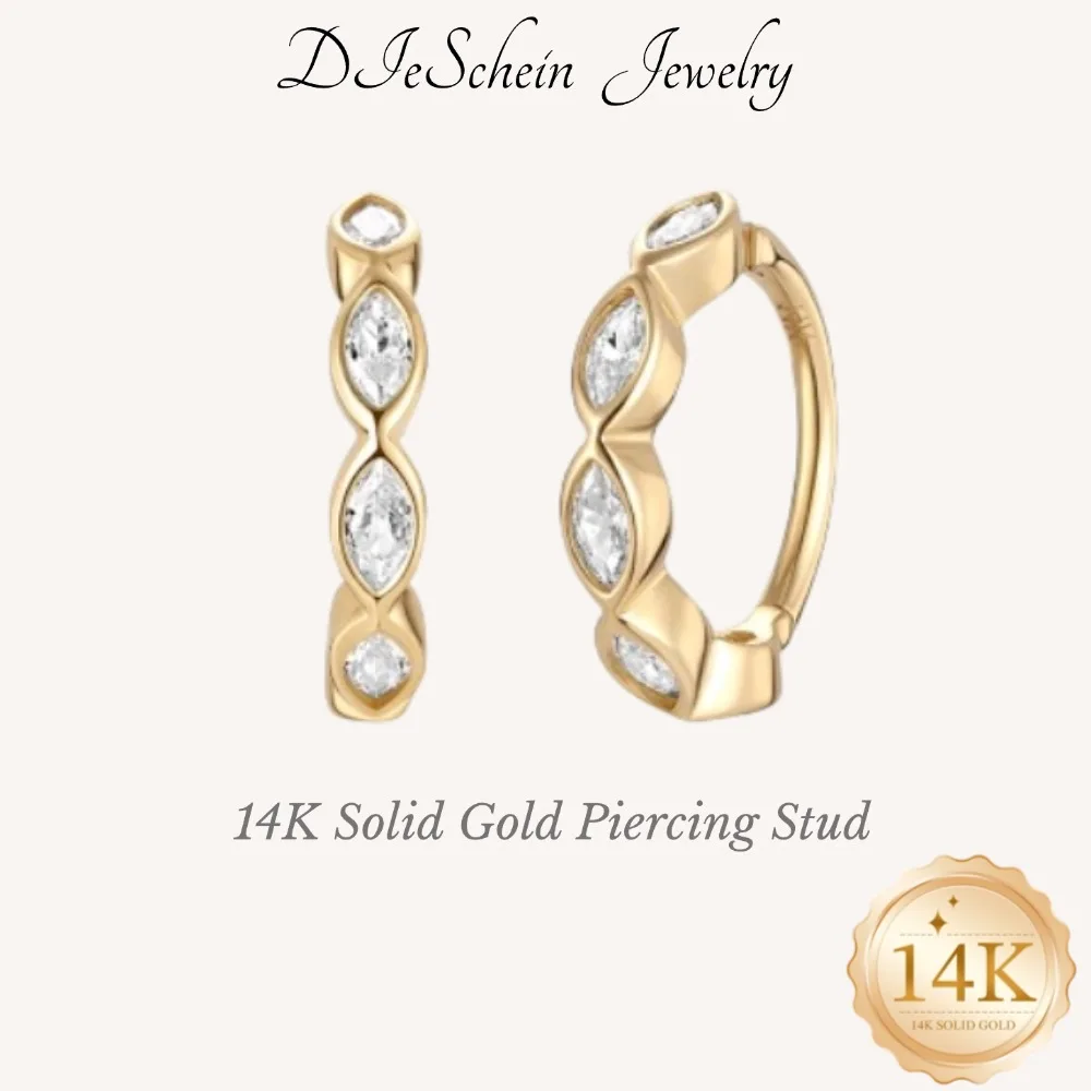 DIeSchein 14K Solid Gold Hoop Piercing Earrings Women Genuine 14k gold Hoop Earring for Helix Tragus Daith Piercings Jewelry