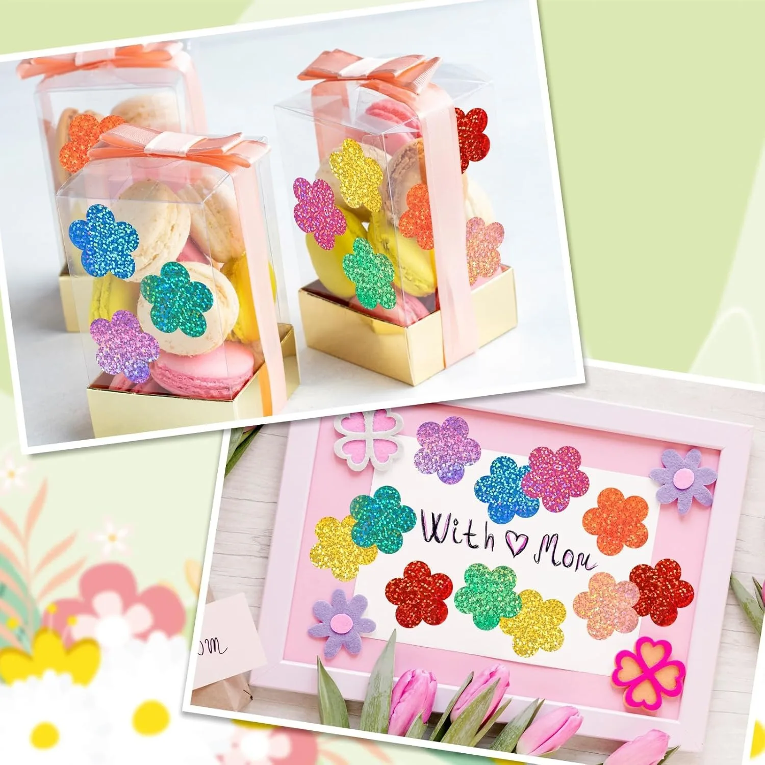 500 قطعة ملصق زهرة الليزر لفة أزهار لطيفة شكل ختم ملصق اللون مقاوم للماء ذاتية اللصق ملصق تغليف الهدايا ملصق