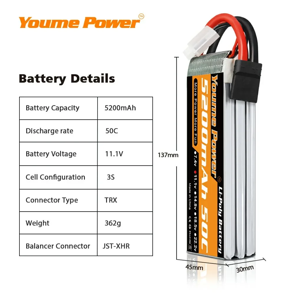 Lipo battery 2s 3s 4s 6s  11.1v 14.8v 3300mah 4000mah 5200mah 6200mah 6500mah with Deans plug for RC Car Drone Boat