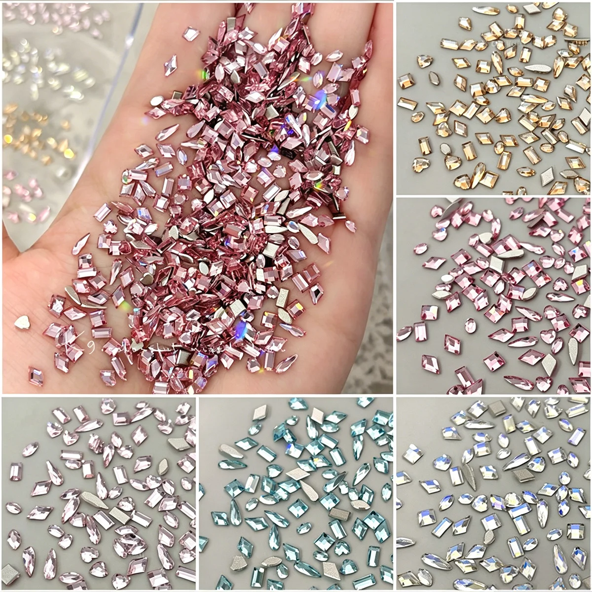 50 Stück K9 glänzende, flache Nagelkunst-Strass-Kristalldiamanten, Zubehör für Nageldekoration, Maniküre-Zubehör, Material – Detail 1
