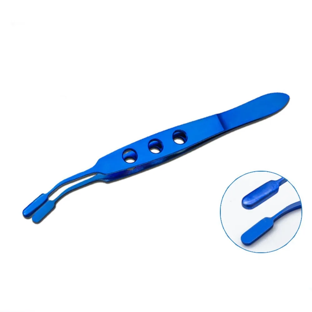 Metal Meibomian Gland Expressor Large Square Head Three-Hole Eyelid Tweezers Blue Stainless Steel Eyelid Precision Tool