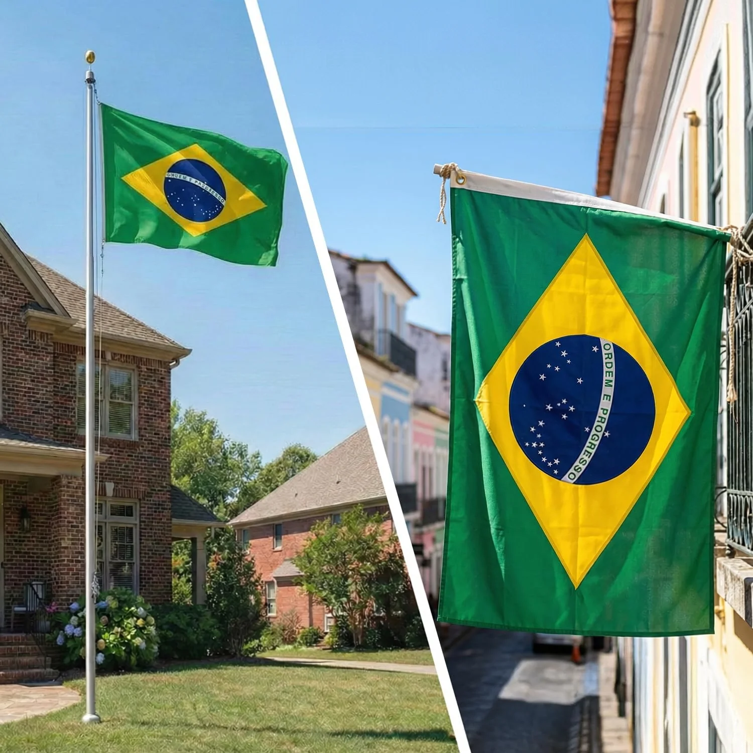 90X150CM Premium Nylon Brazil Brazilian Flag 3x5 Outdoor Embroidered 210D Nylon Sewn Stripes 4 Stitch Hemming Brass Grommet