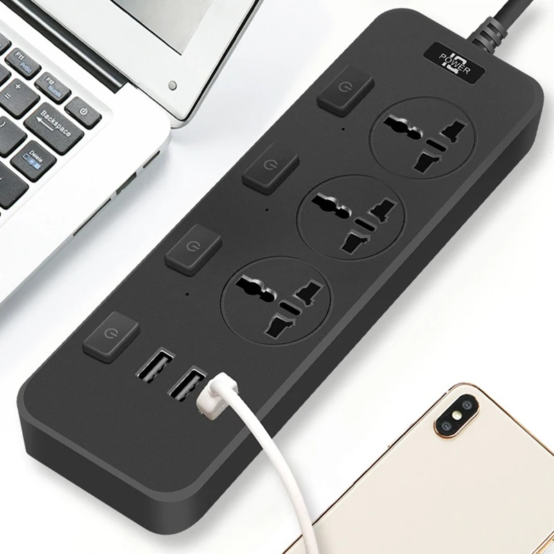 

Universal 2500W Power Strip Socket US EU UK Plug USB 6-Ports Separate Switch Lightning Protection Extension Socket For Kitchen