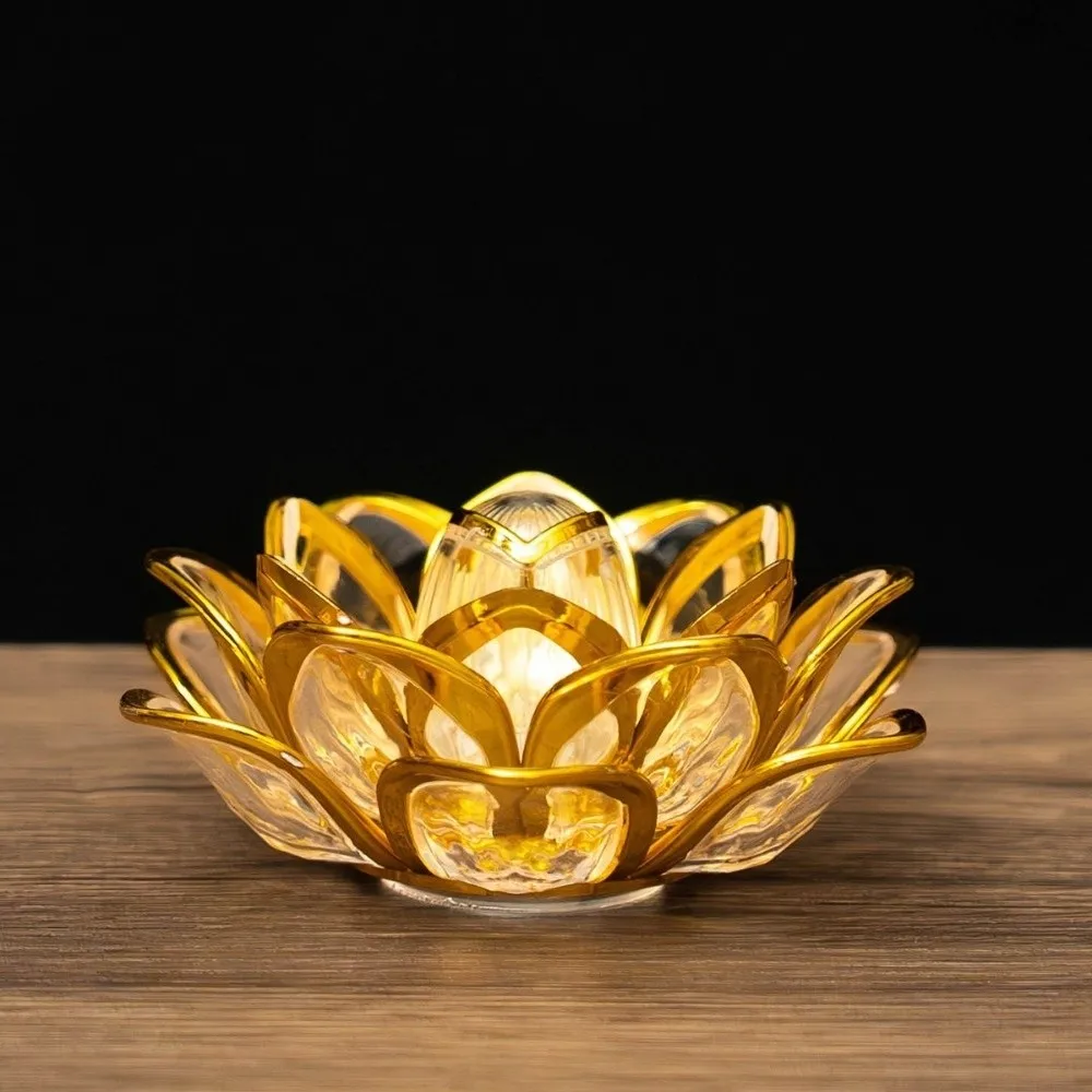 Warm Light Source LED Lotus Lamp Atmosphere Lighting Plastic Flameless Candle Battery Operated Electronic Candle Light