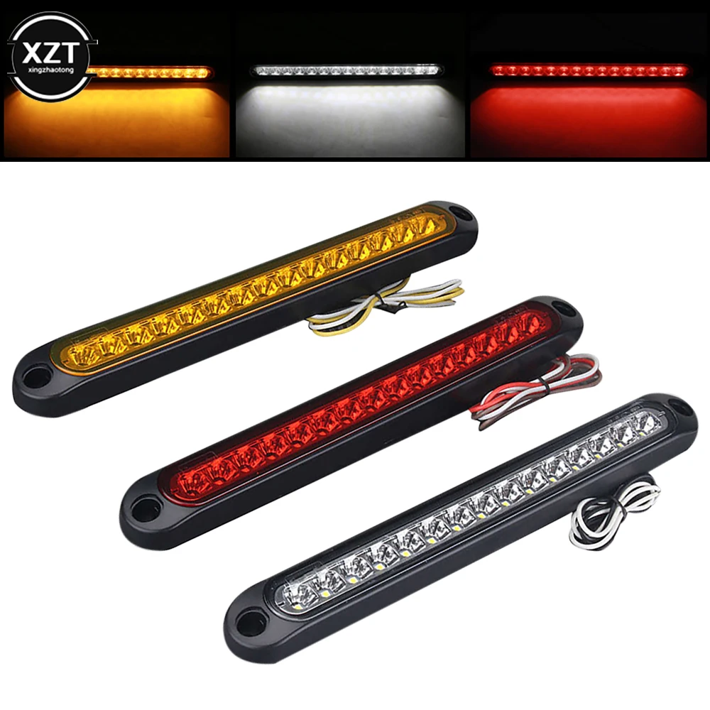 Trailer Identificação Turn Signal Luz Traseira, Caminhão Luzes Marcador Lateral Traseiro, Bar Faixa, Vermelho, Amarelo, Branco, 15 LED, 12V, 24V