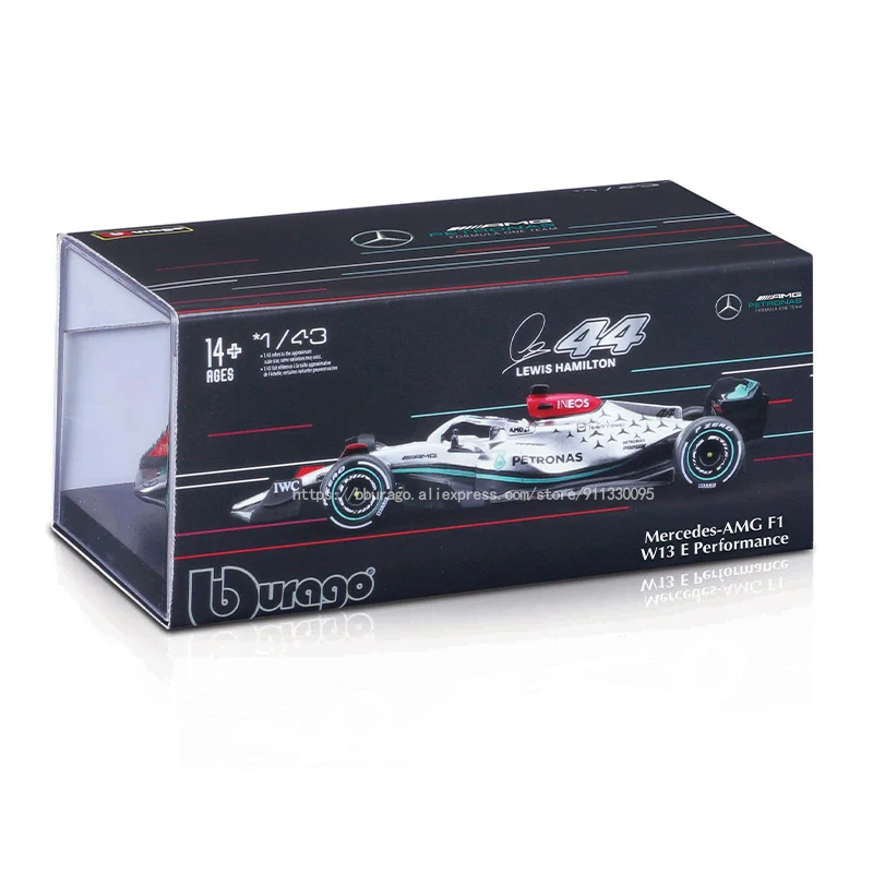 Bburago 1:43 2022 #44 Hamilton F1 Mercedes-AMG W13 #63 George Russell Alloy Toy Car Model Super Formula Die Cast Model