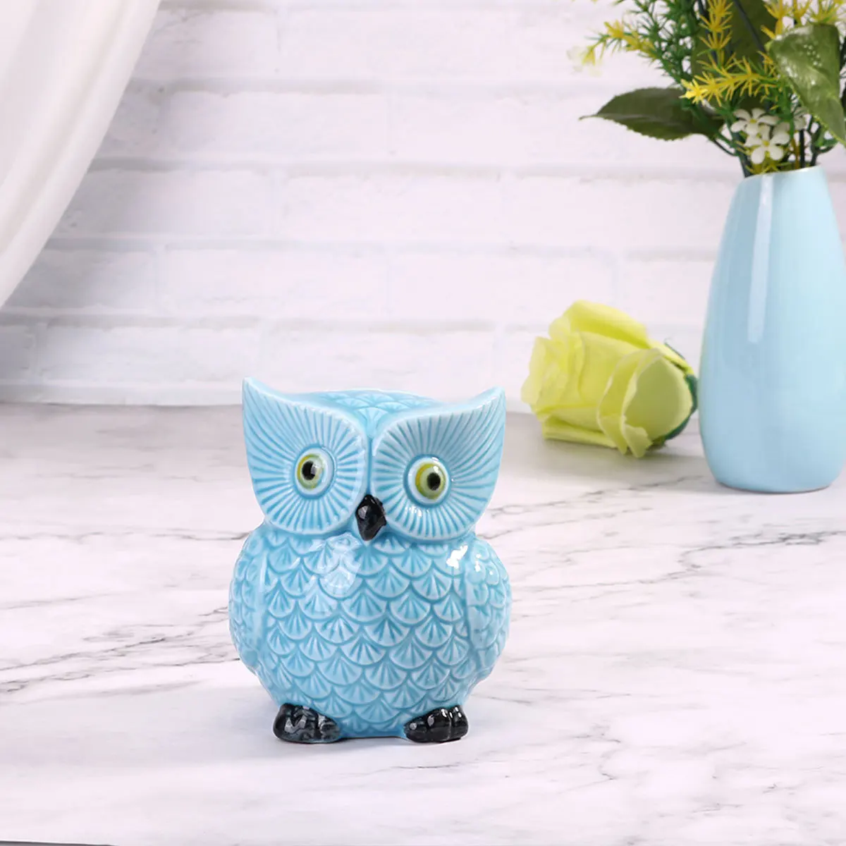 

Ceramic Owl Shaped Piggy Bank Lovely Animal Saving Box Home Decoration Crafts Random Color Encourages Child Saving
