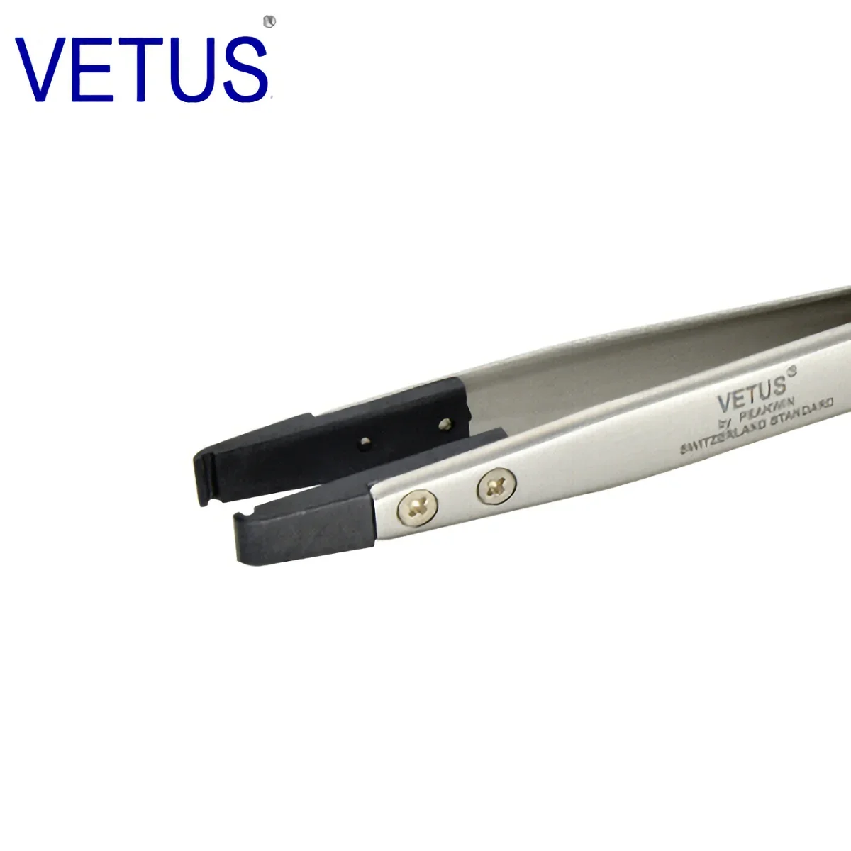 VETUS Tweezers ESD-250 Interchangeable Head Clip Anti-static Carbon Fiber Conductive Plastic Head Stainless Steel Body Pincers