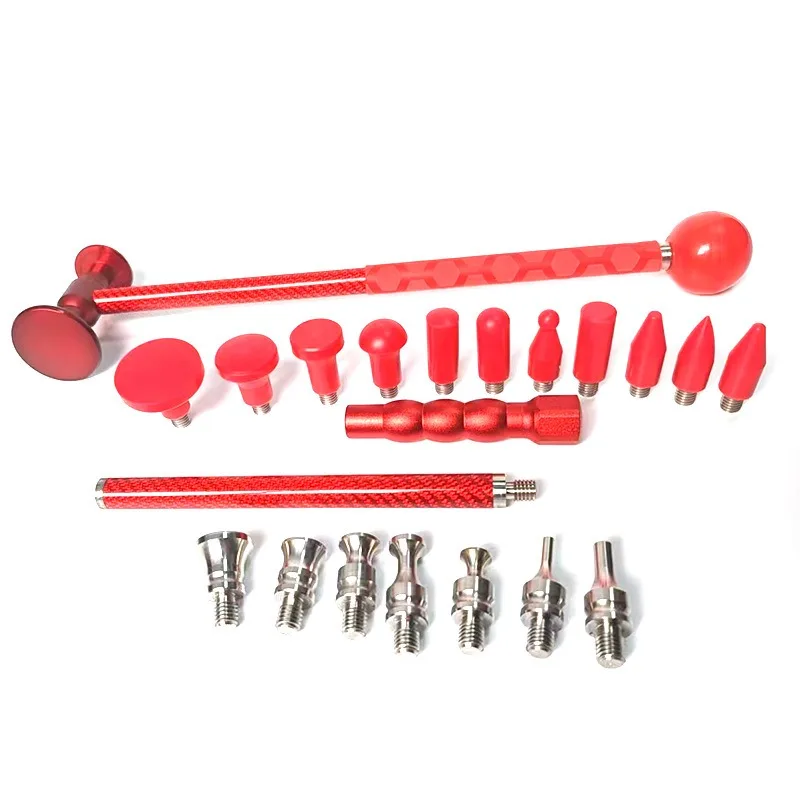 Car Dent Repair Tool Kit, Tap Down Hammer & Pen Rod Set with Heads & Tips for Body Panel