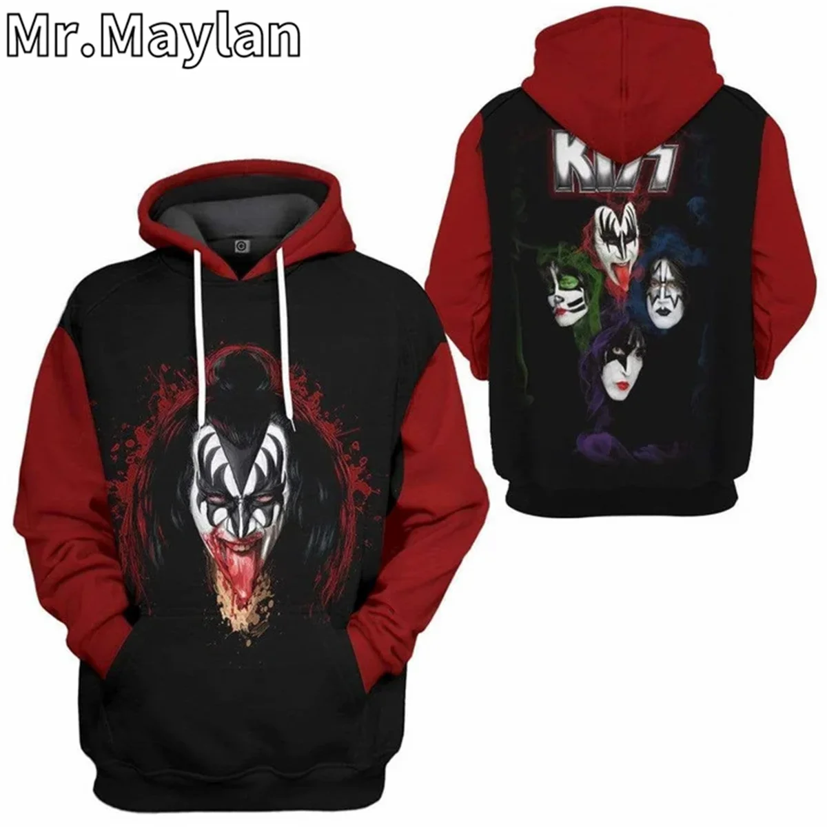 New Rock Gene Simmons Kiss Band 3D Jacket Men/women Casual Streetwear Hoodies Hip Hop Hood Sweatshirts Men's Hipster Clothes-888