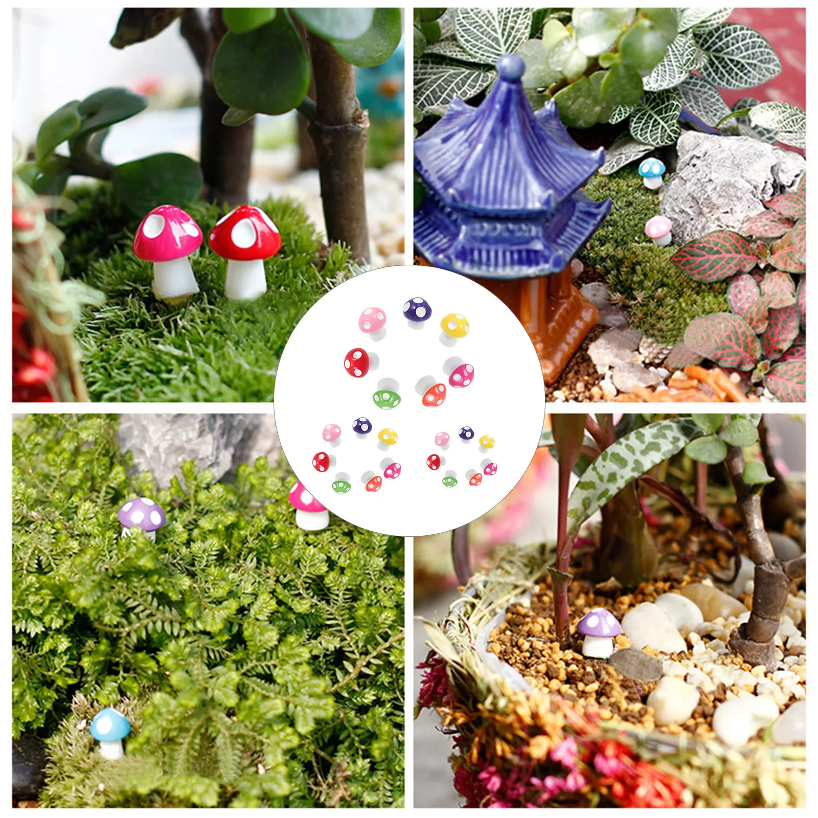 45Pcs Mini Resin Mushroom Micro Landscape Decoration Miniature Garden Adornments DIY Bonsai Props Desktop Flowerpot Decor Resin