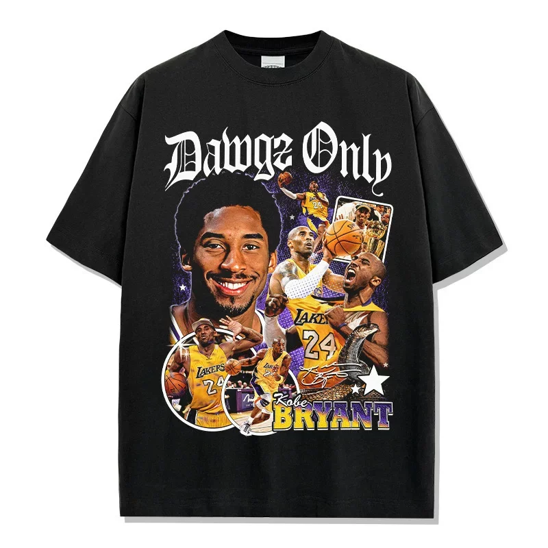 

Футболка Kobe Bryant Dawgz Only Vintage Collage, оверсайз, с круглым вырезом, быстросохнущая, дышащая, для баскетбола, уличная одежда, большие размеры