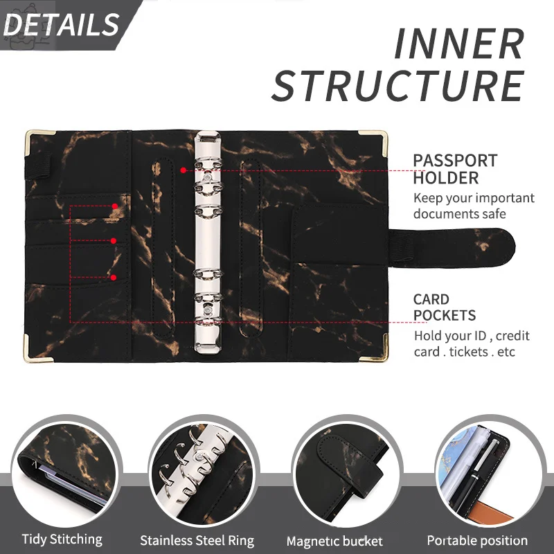 A6 Loose-leaf Notebook Binder New Budget Plan Notebook A6 Cash Envelope Saving Money 6 Holes Binder For Financial Management