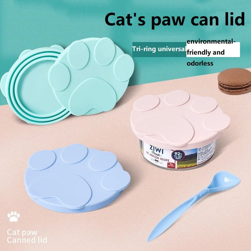 Cat Treat Spoon Portable Silicone Dog Cat Canned Lid 2-in-1Food Sealer Spoon Pet Food Cover Storage Fresh-keeping Lids Bowl