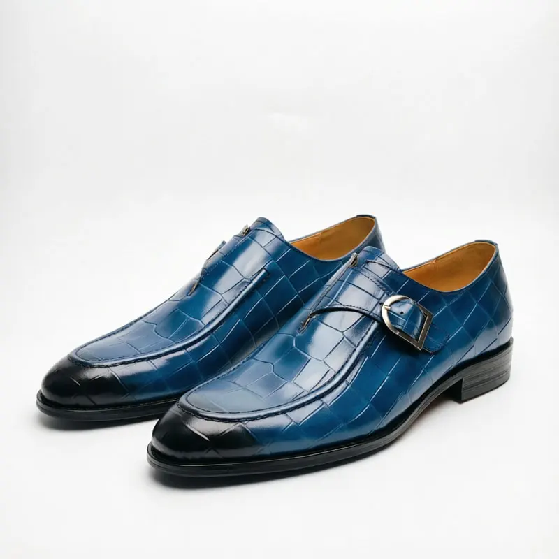 Premium Handcrafted Monk Strap Oxford Dress Shoes for Men Top Grain Cowhide Leather Elegant Formal Business Office Fashion Shoes