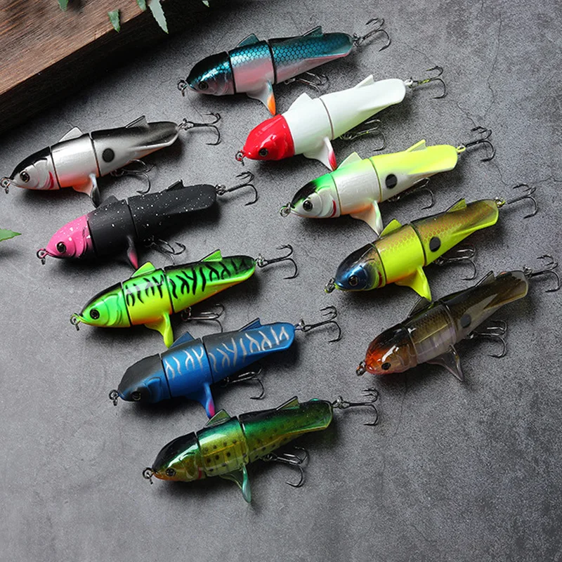 1 Pcs 24g/110mm Topwater Fishing Lure Whopper  Artificial Bait Hard Plopper Soft Rotating Tail Fishing Tackle Fishing Bait