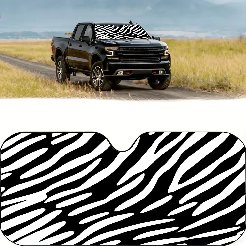 

Striped Tiger Pattern Sun Visor Reusable Aluminum Foil UV Protector Heat Three-layer Insulation Windshield Sunshades