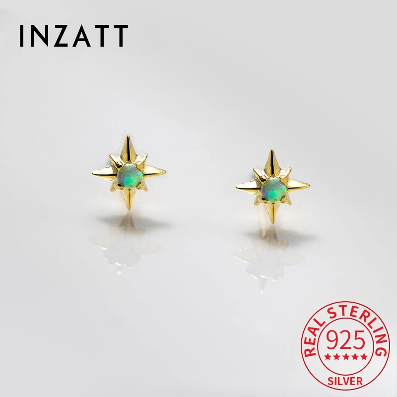 

INZATT Real 925 Sterling Silver Mini Opal Star 18K Stud Earrings for Women Party Classic Fine Jewelry Light Luxury Accessories