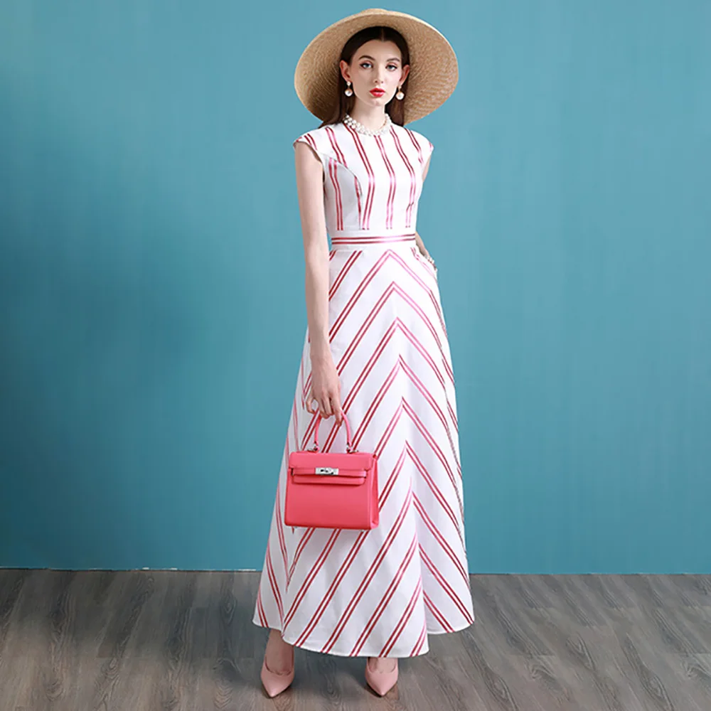 High End Seaside Holiday Ankle Long Dress Celebrity Dress Summer Temperament Waist Slim Dress Long Fairy