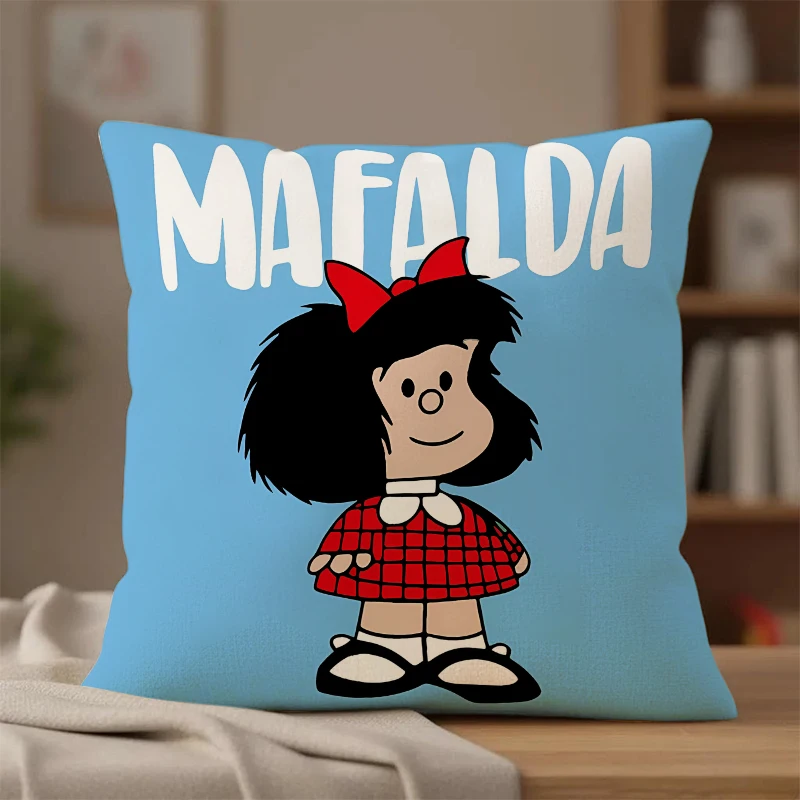 Mafalda PillowCase anime Cartoon Cute Throw Cushion Cover Pillowslip ForLiving Room Sofa Home Decor Women Birthday Gifts
