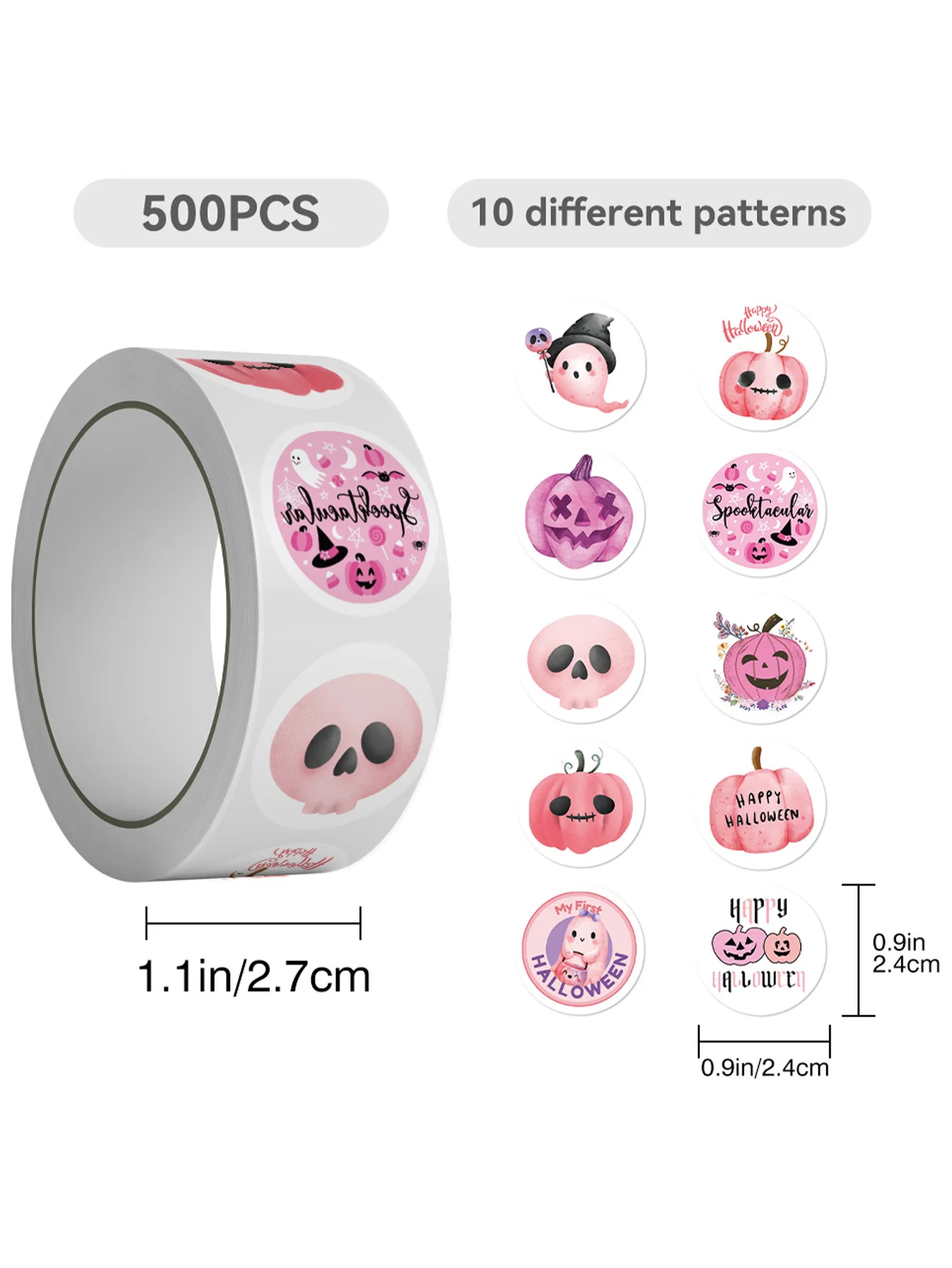 2000pcs Halloween Series Roll-on Stickers Notebook Laptop Scrapbook Candy Box Holiday Decorations Toys Water Cup DIY Stickers