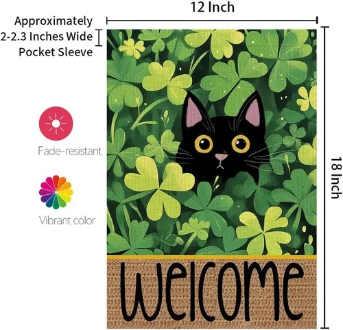 St Paticks Day Cat Garden Flag 12x18 Inch Double Sided for Outside Small Welc... HHP AAL HHM WZZ yyi