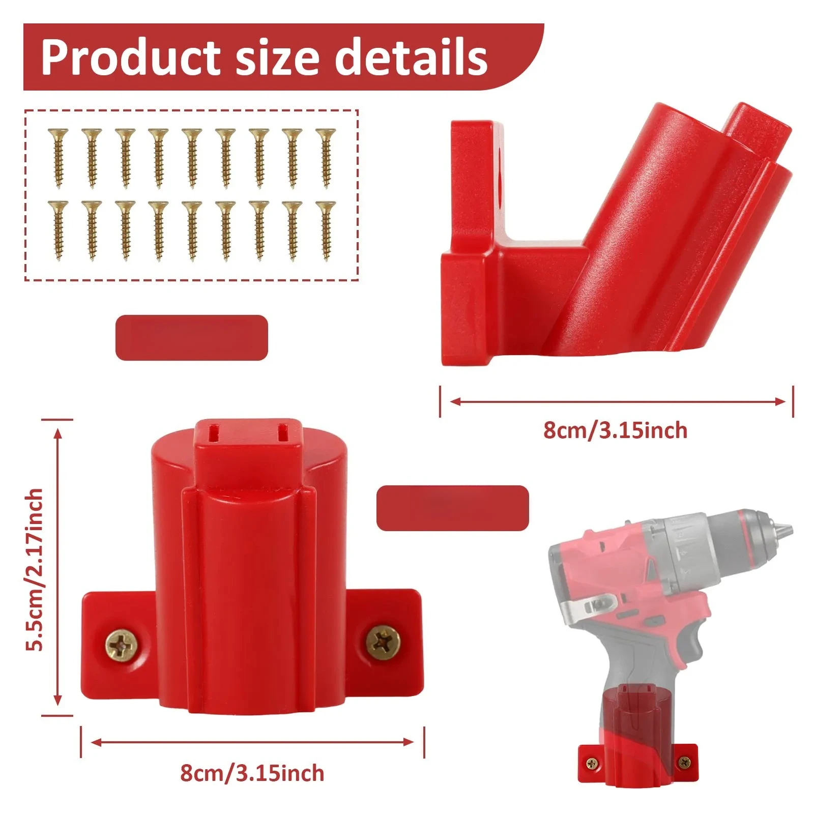 

For Power Tool 10 pcs Tool Holder Mount Compatible for Milwaukee M12 12V DrillHangers ABS Plastic Tool Battery Holder