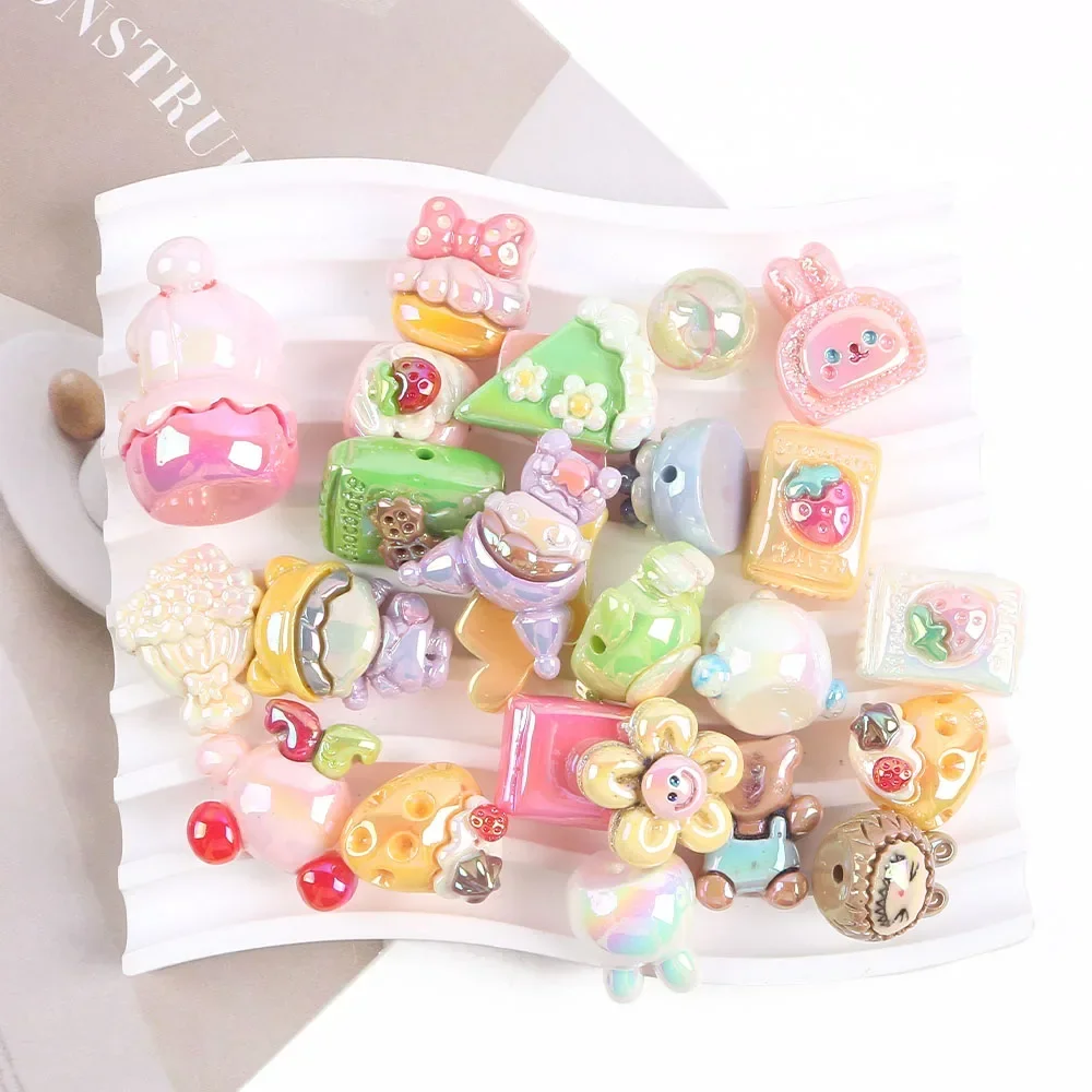 Mixed Style Flower Beads Hot Air Balloon Hand Painted Bead  Ropes Bracelet Loose Beads Accessories Girl DIY Jewelry Material