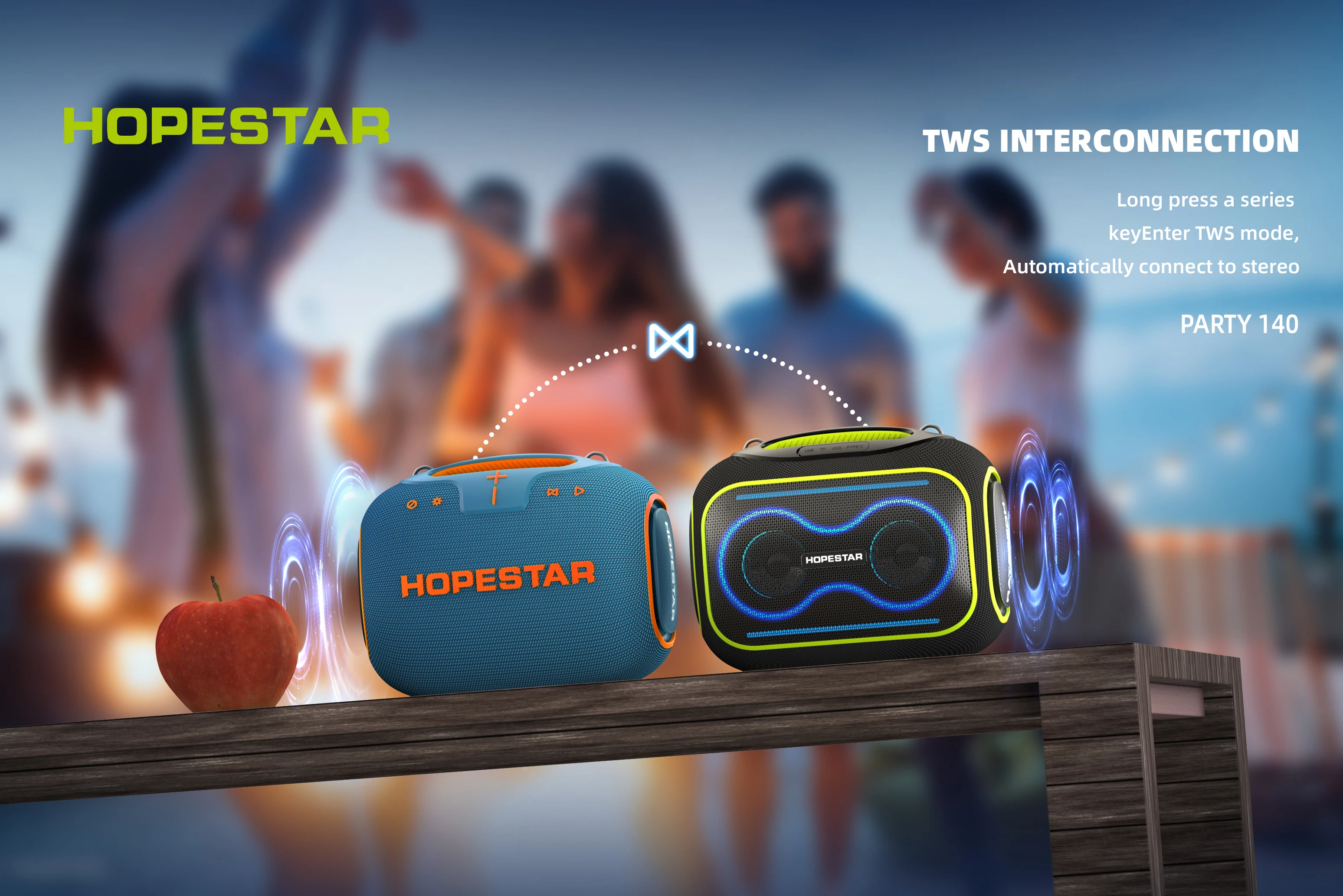 HOPESTAR Partybox140 65W RGB LED  Loud Heavy Bass Portable Speaker Outdoor Party Wireless Sound System Customization Supported