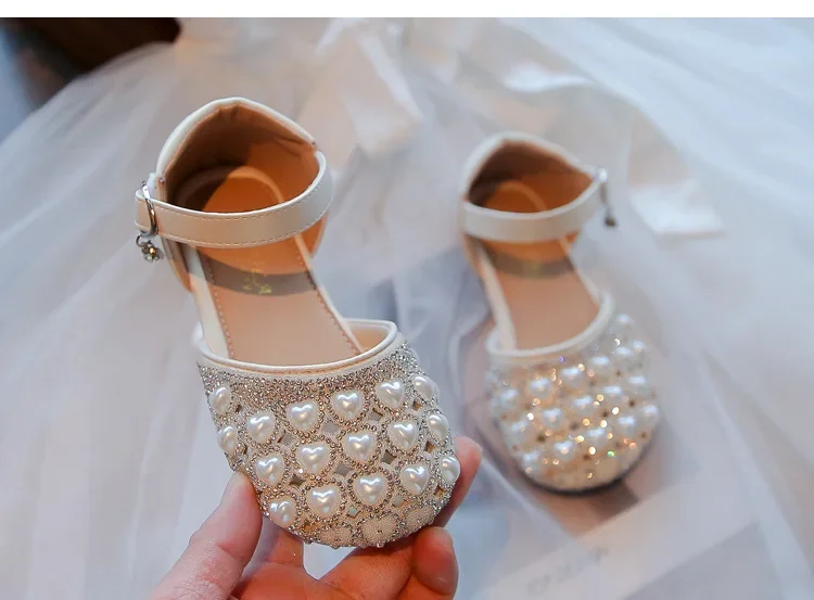 Neue Perle Strass halbe Sandalen Sommer Mode Prinzessin Wohnungen Kinder Kinder Mädchen Babys chuhe