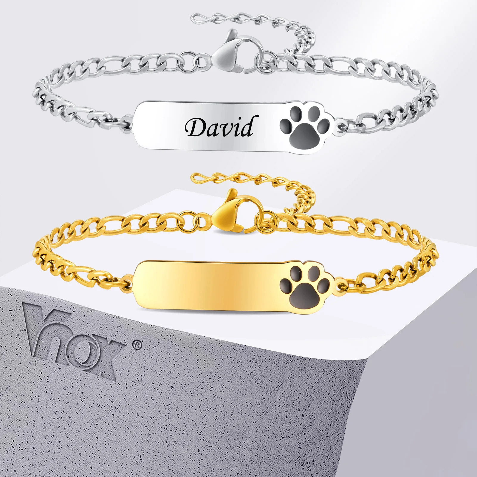 

Vnox Custom Baptism Gift for Daughter Son,Free Engrave Name Birthdate Bracelets for Baby Girls Boys,Anti Allergy Stainless Steel