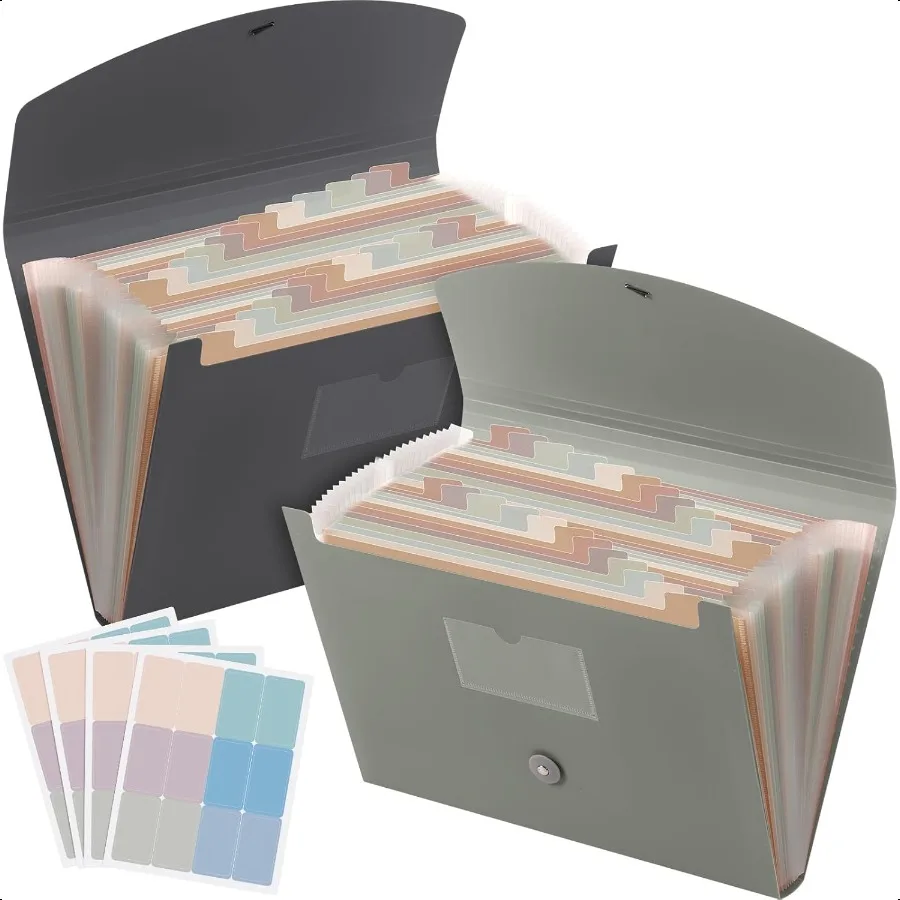 

2 Pack 24 Pockets Expanding File Folder with Cover Labels Expanding File Organizer with Expandable Cover Desktop Folders Letter