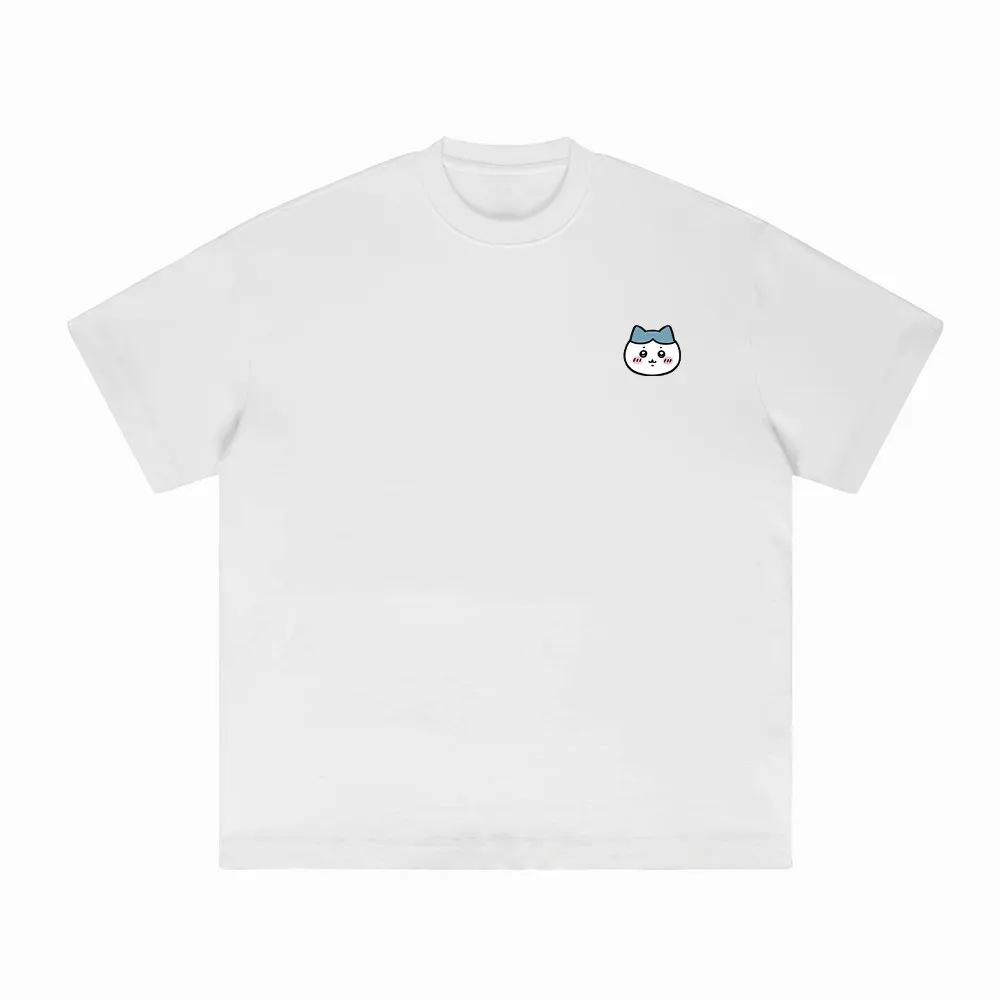 Kawaii Chiikawa Hachiware Small Chest Graphic T-shirt Solid White Loose Oversized Cotton Tees Minimalist Anime Print Short