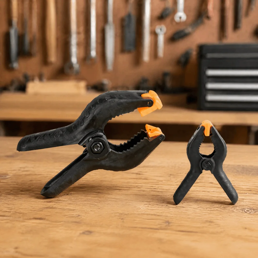 12pcs Versatile 3.5 Inch Spring Clamps Black Ridged Handle Nylon Spring Clamps Woodworking Clamps DIY Tasks