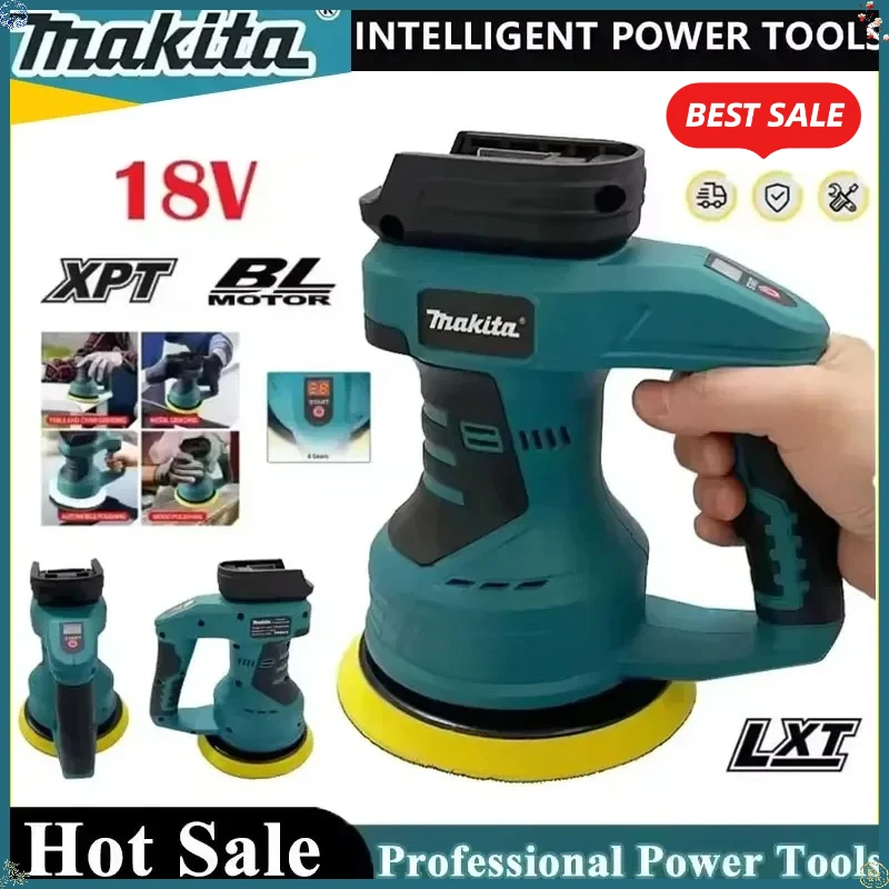 

Аккумуляторная полировальная машинка Makita с регулировкой скорости (8 режимов) для вощения, полировки и нанесения герметика, электроинструмент для автомобиля