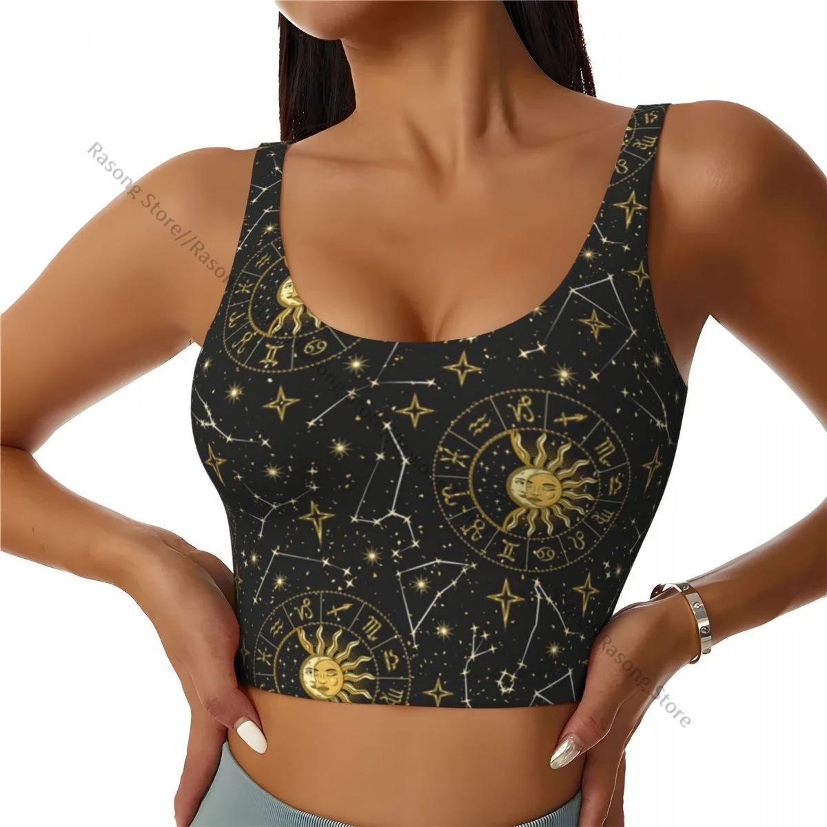 Sports Bra Women Running Yoga Clothes Vest Zodiacal Wheel Constellations Stars Space Background Gathering Fitness Vest