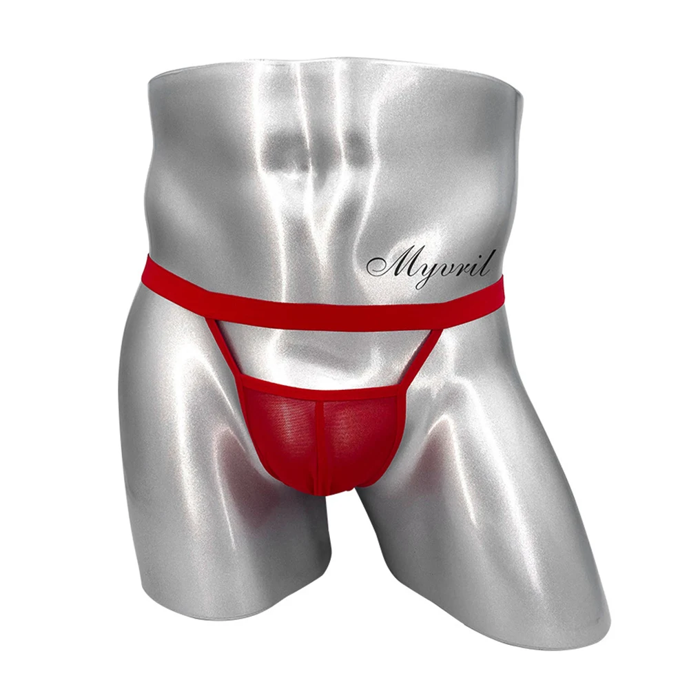 Men\'s Panties Mesh Hollow Jockstraps Low Waist Thongs Briefs Backless Bulge Pouch Summer Transparent Breathable G-String