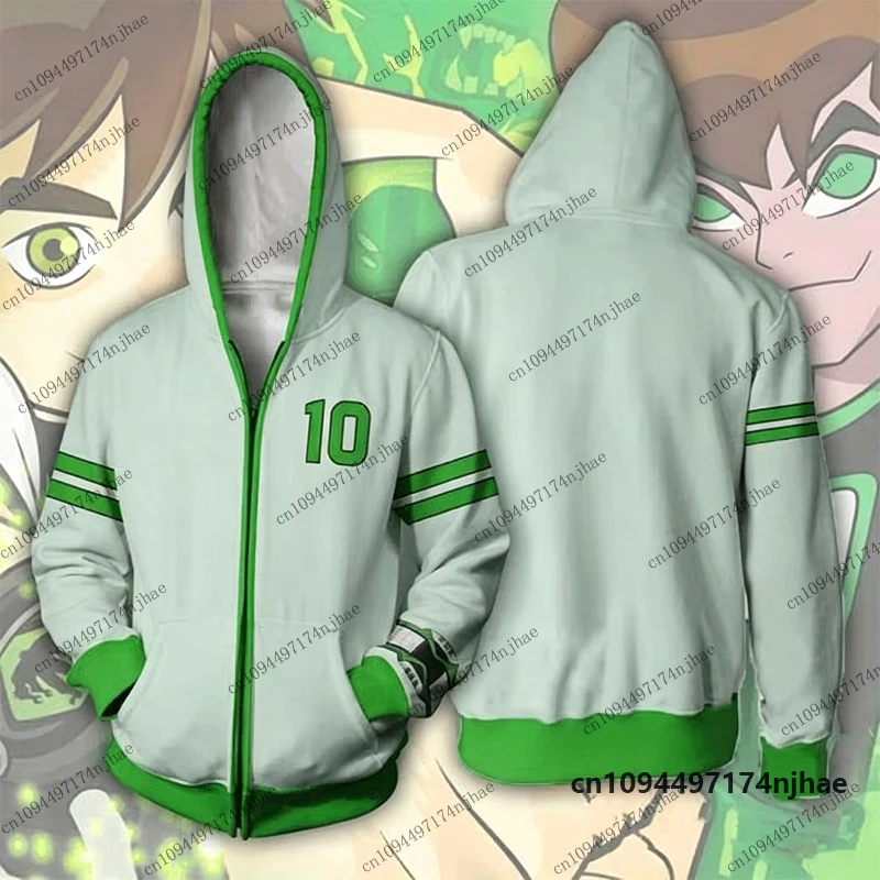 2026 Neue Anime Omnitrix Ben10 Cosplay 3D-Druck Reißverschluss-Hoodies für Herren, Langarm-Sweatshirt, lässiger Pullover, Oberteile für Kinder/Erwachsene – Detail 5