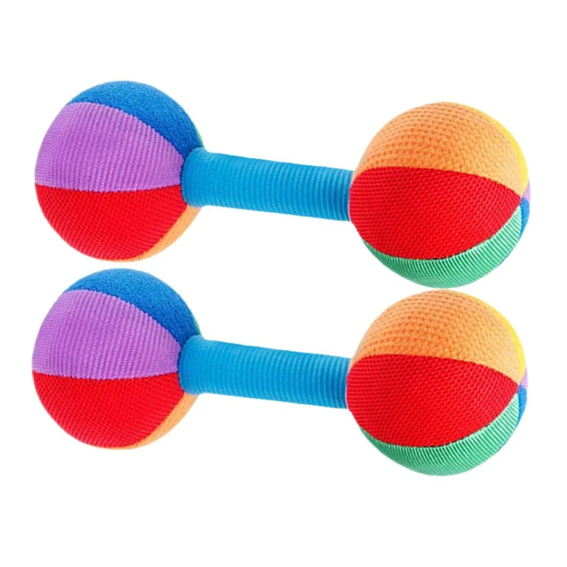

2PCS Grasp Training Dumbbell 0-1 Year Old Baby Auditory Perception Training Chewable Sand Hammer Rattle