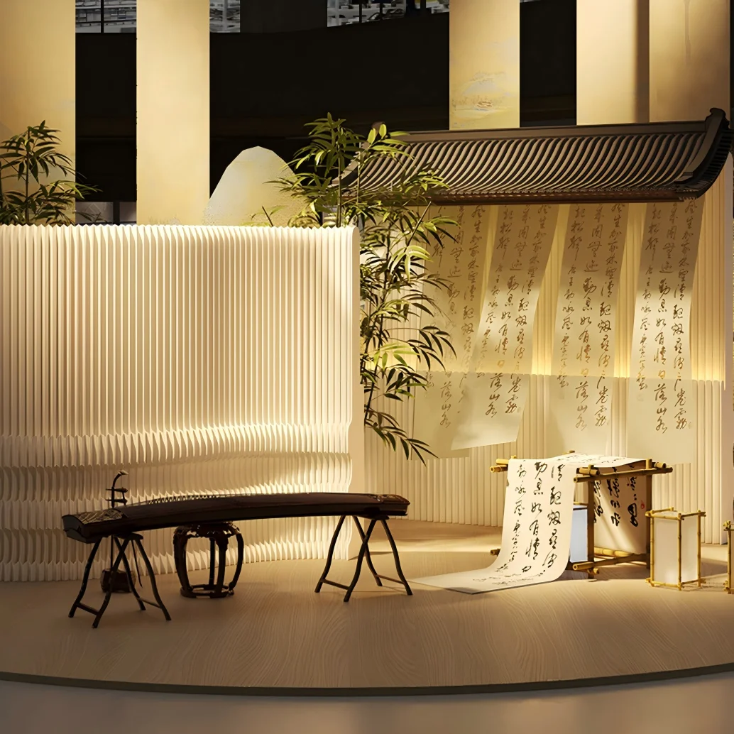Commercial Decoration Partition Background Paper Wall Live Streaming Background Partition Organ Light Wave Kraft Paper Wall