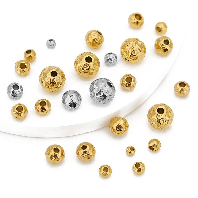 4mm/5mm/6mm/8mm Stainless Steel Meteorite Pattern Bead Spacer DIY Bead For Bracelet Necklace Making Jewelry Making Accessorie