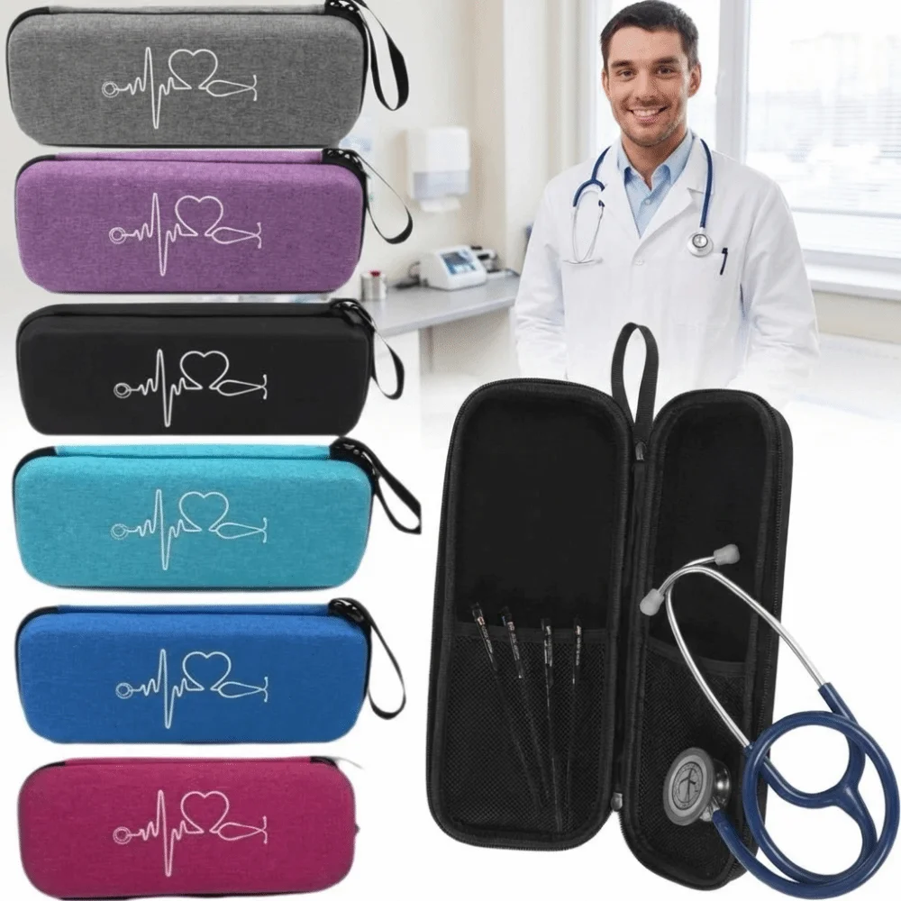Portable EVA Stethoscope Storage Bag Hard Shell Empty Stethoscope Carrying Case Zipper Shockproof Nurse Case Office