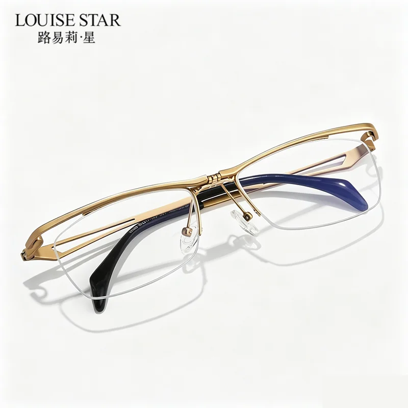 Foldable pure titanium eyeglass frame, men can customize prescription glasses for myopia, astigmatism