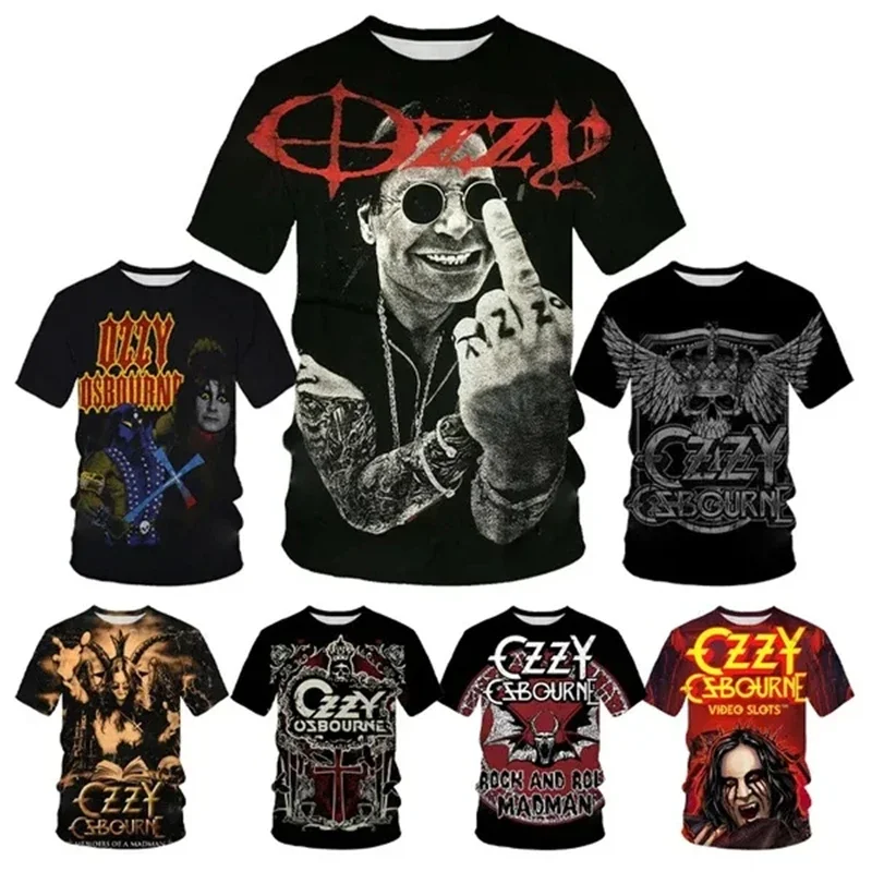 Zespół punkowy zespół rockowy koszulka Ozzy Osbourne z nadrukiem 3D kreatywny raper moda krótki odzież z rękawami Casual Retro Top T-Shirt 3D