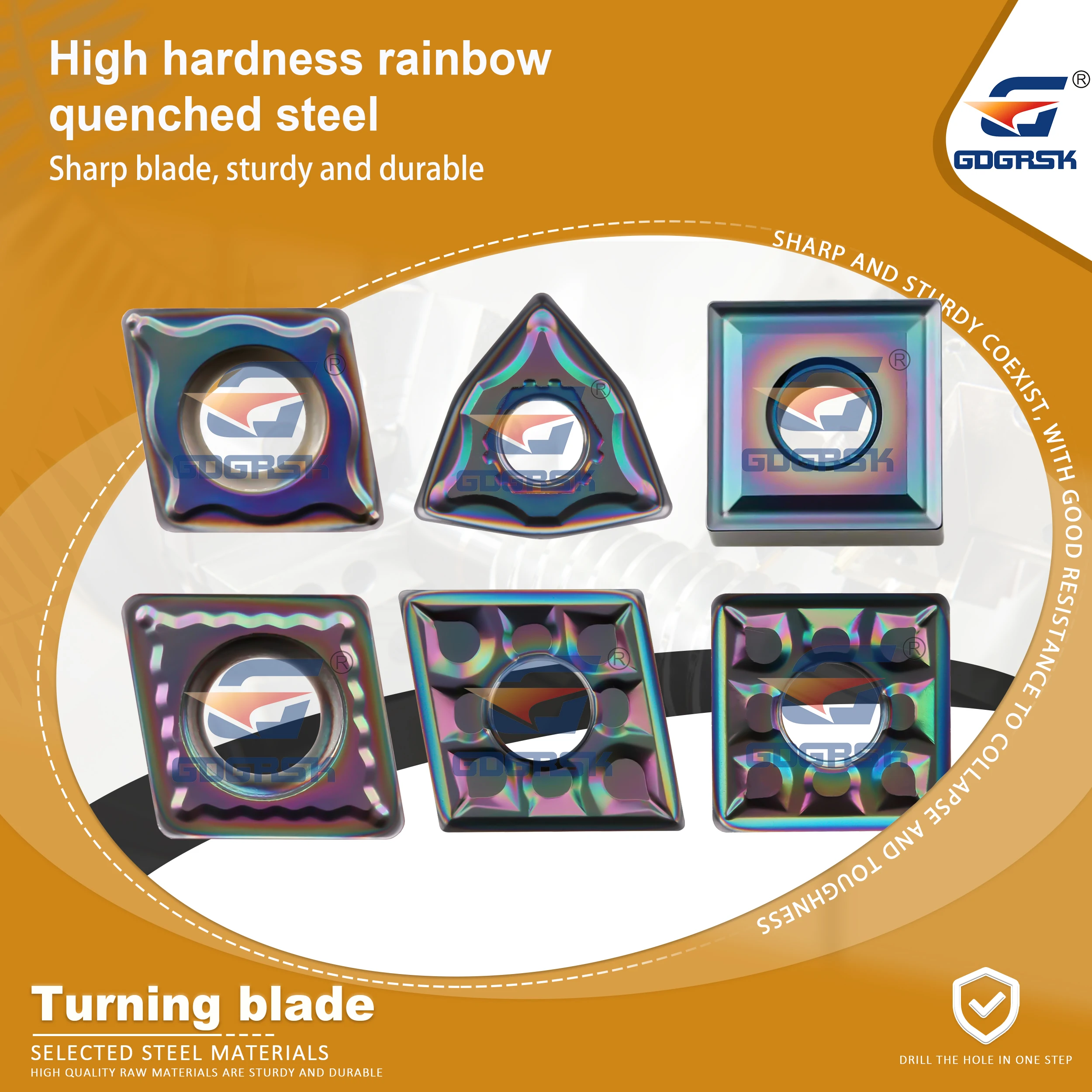 

TNMG WNMG CCMT High Quality CNC Lathe High Hardness Rainbow Quenched Steel Outer Circular Iathe Blade Turning Color Blade Tools