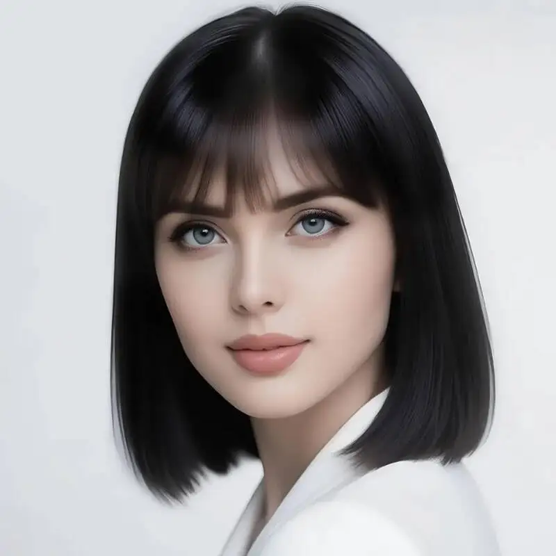 

12-дюймовый черный парик с синтетической челкой, обязательный для ролевых вечеринок на Хэллоуин, модный и элегантный